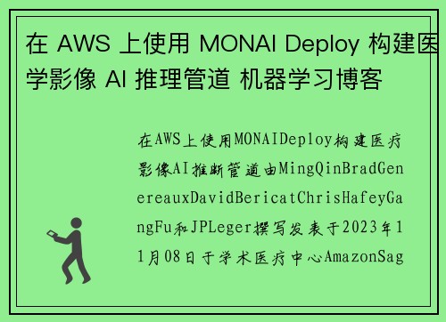 在 AWS 上使用 MONAI Deploy 构建医学影像 AI 推理管道 机器学习博客